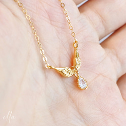 再販　天使の翼 ネックレス　羽根　翼　羽　鳥　天使　小鳥　ゴールドフィルド　14kgf　ジルコニア　フェザー　ウィング 10枚目の画像