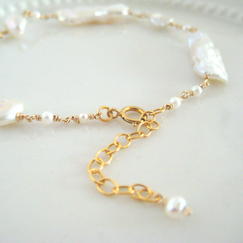 14KGF ケシパールと淡水パールのブレスレット2⃣ ブレスレット blanche