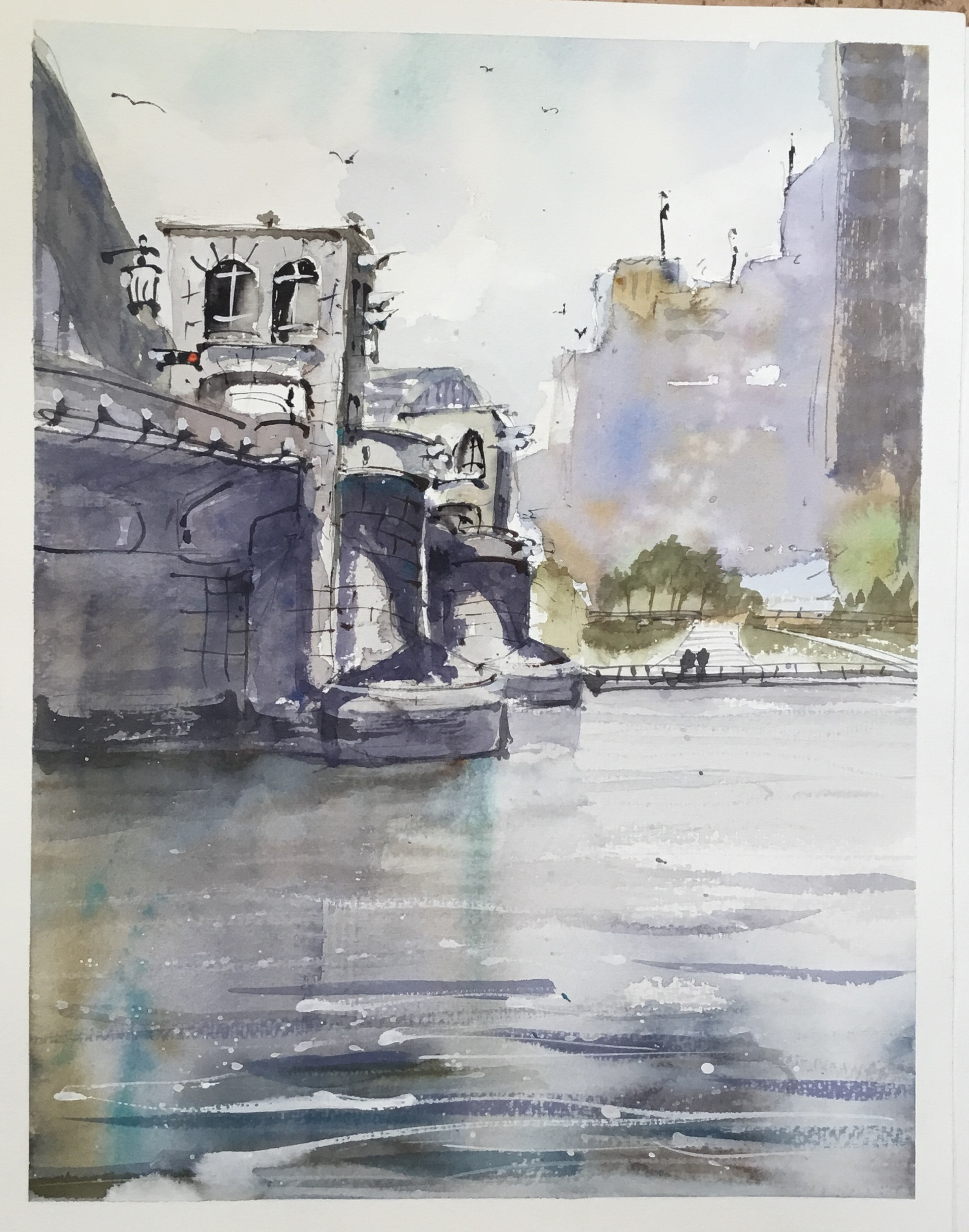 日本武尊☆水彩画☆原画☆旅のスケッチ☆フレーム付き 大和のひげおやじ | #薬師寺伽藍と苗並み #水彩画#風景画#水彩