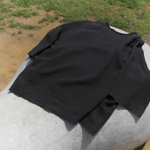 オーバーサイズ布帛Tシャツ / 60天日干しリネン100% メンズ ユニ