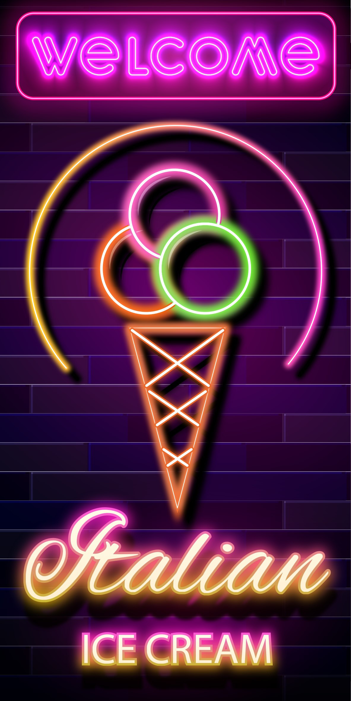 【Lサイズ】イタリアン アイスクリーム ソフトクリーム ジェラート 販売中 店舗 ランプ 看板 置物 雑貨 ライトBOX