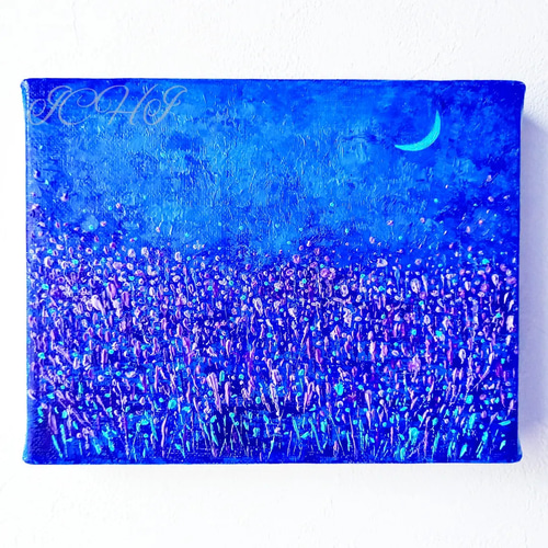 油絵 夜のラベンダー畑 絵画 ICHI 通販 16291768｜Creema(クリーマ)