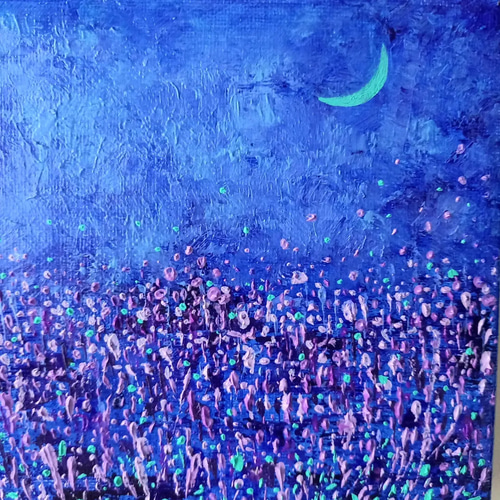 油絵 夜のラベンダー畑 絵画 ICHI 通販 16291768｜Creema(クリーマ)
