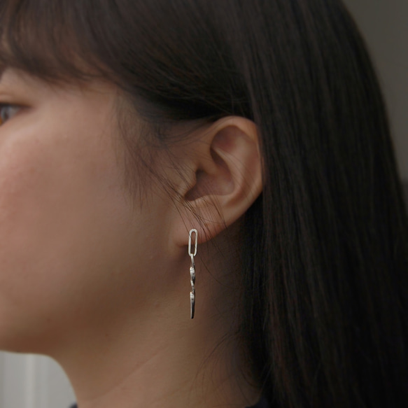 SV925 シルバー ツイストバー ピアス ユニセックス メンズ ピアス