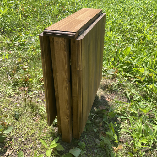 未使用　Woods アウトドア　ラウンド　折り畳みテーブル POLeR OUTDOOR STUFF (ポーラー) / ウッドアウトドアテーブル