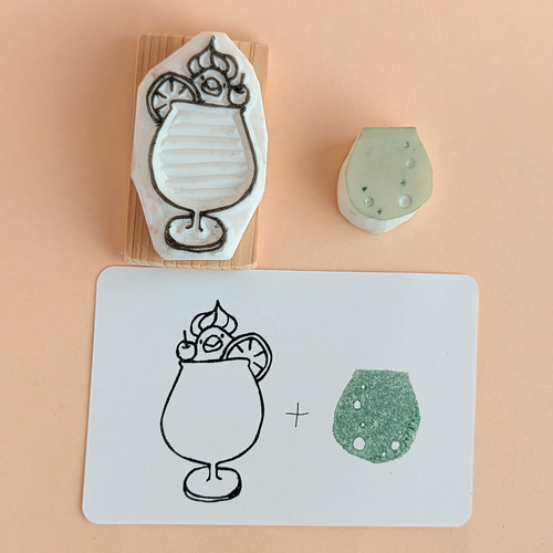 シュワシュワ！【クリームソーダ文鳥の消しゴムはんこ】 はんこ