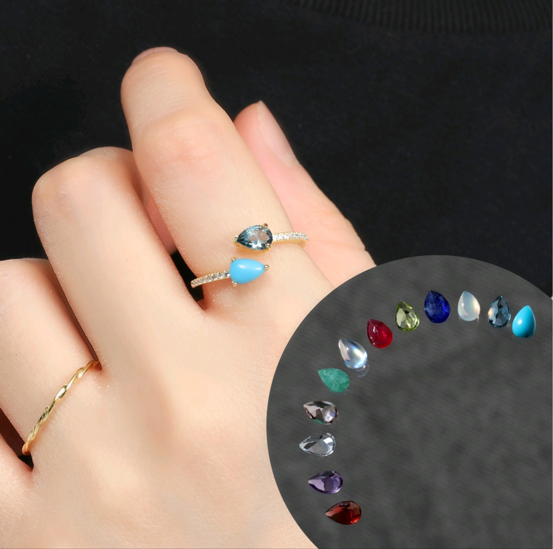 【再販◇福袋】《2石選べる誕生石》フォークリング+デイリーリング2点セット◇Silver925◇天然石