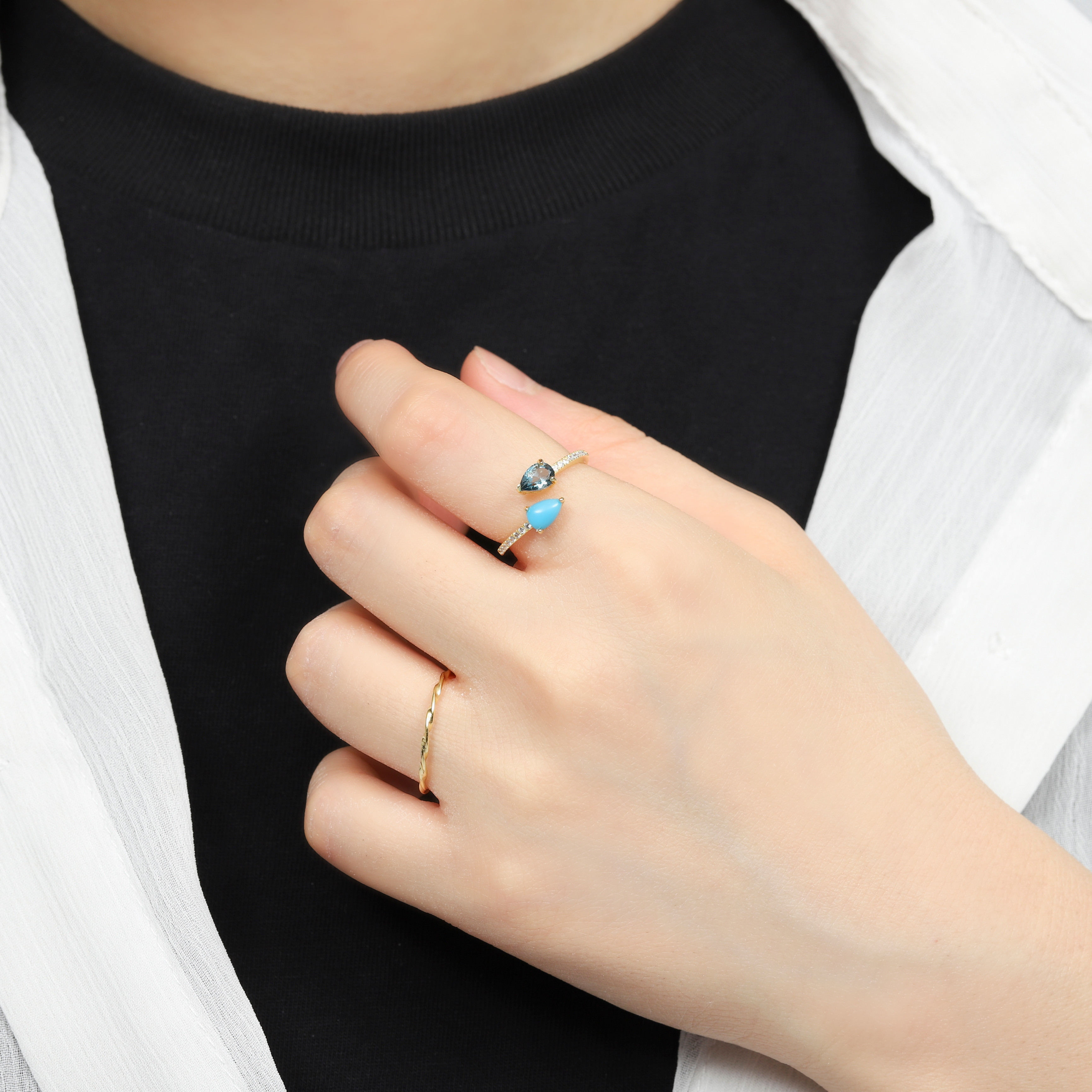 【再販◇福袋】《2石選べる誕生石》フォークリング+デイリーリング2点セット◇Silver925◇天然石