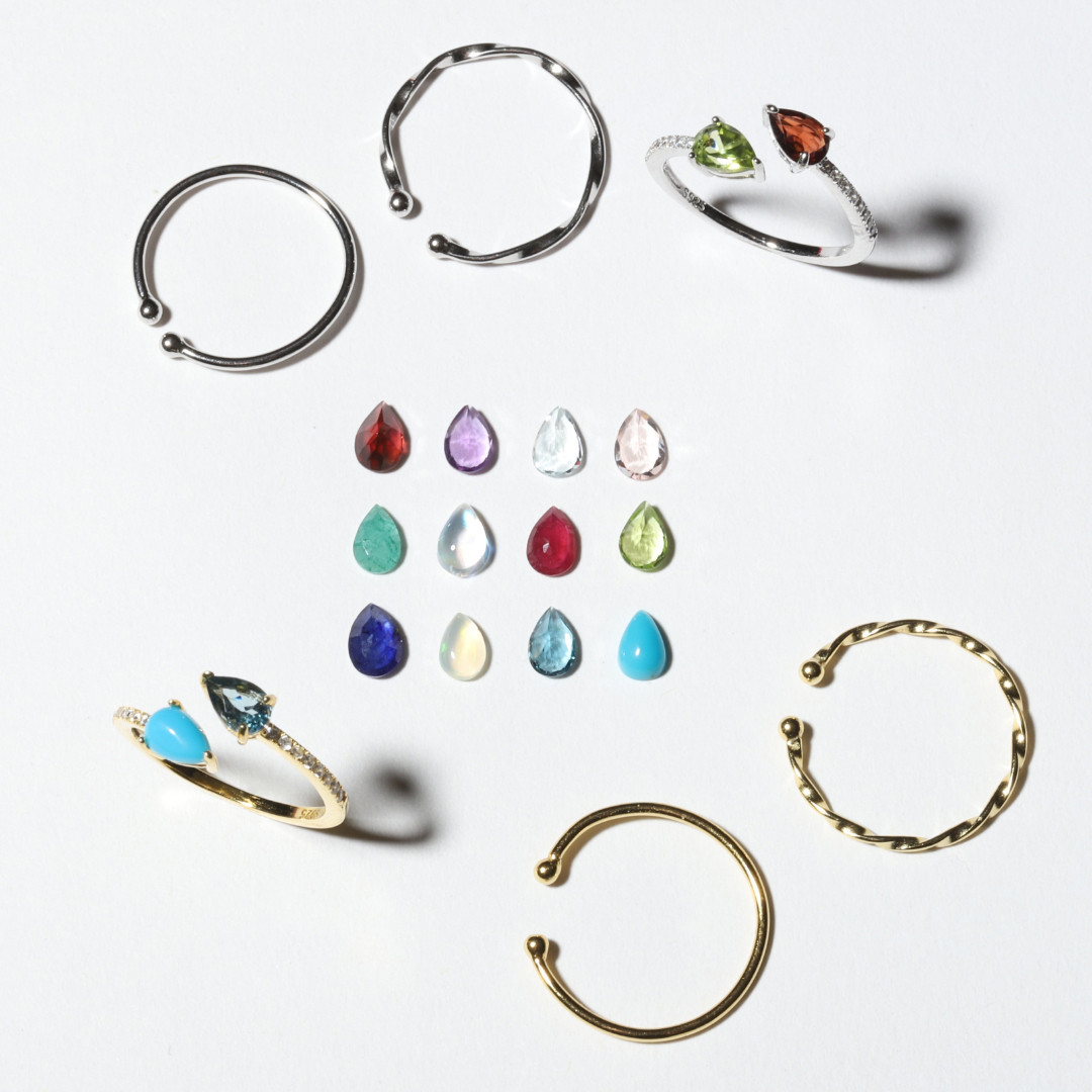 【再販◇福袋】《2石選べる誕生石》フォークリング+デイリーリング2点セット◇Silver925◇天然石