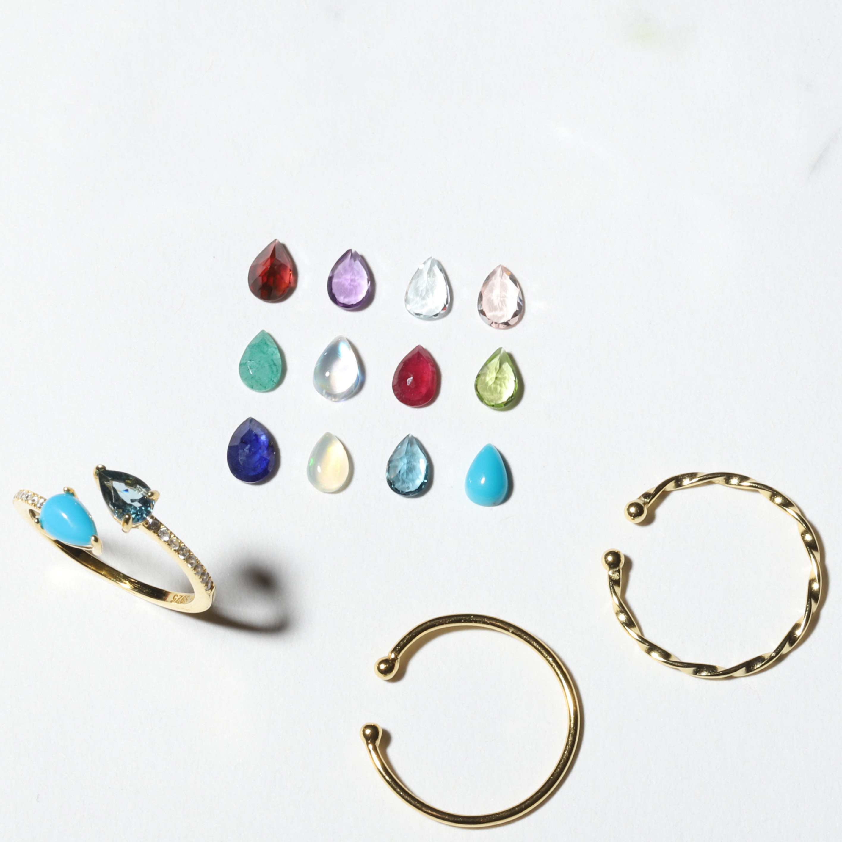 【再販◇福袋】《2石選べる誕生石》フォークリング+デイリーリング2点セット◇Silver925◇天然石