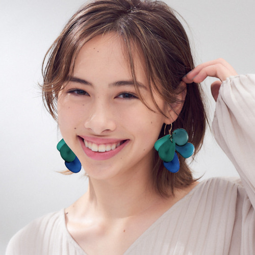14kgf OCEAN Tagua Nuts layers pierced earringsタグア ピアス