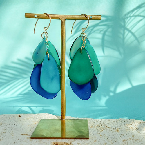 14kgf OCEAN Tagua Nuts layers pierced earringsタグア ピアス