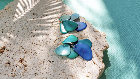 14kgf OCEAN Tagua Nuts layers pierced earringsタグア ピアス