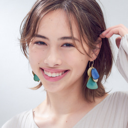 即納送料込14kgf LAGOON Tagua Nuts layers pierced earringsタグア 1枚目の画像