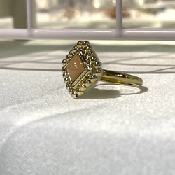 樹脂パール　アクセサリー　コーデ　リング　指輪　プリンセス　キラキラ　ビーズ　オレンジ　フリーサイズ 2枚目の画像