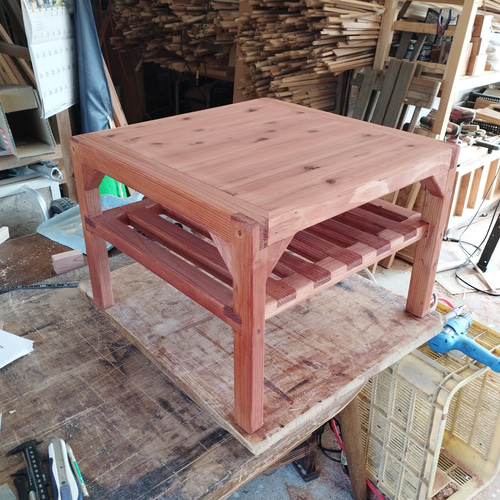 柿渋塗麻雀卓（天板蓋付ローテーブル仕様） ローテーブル・リビング