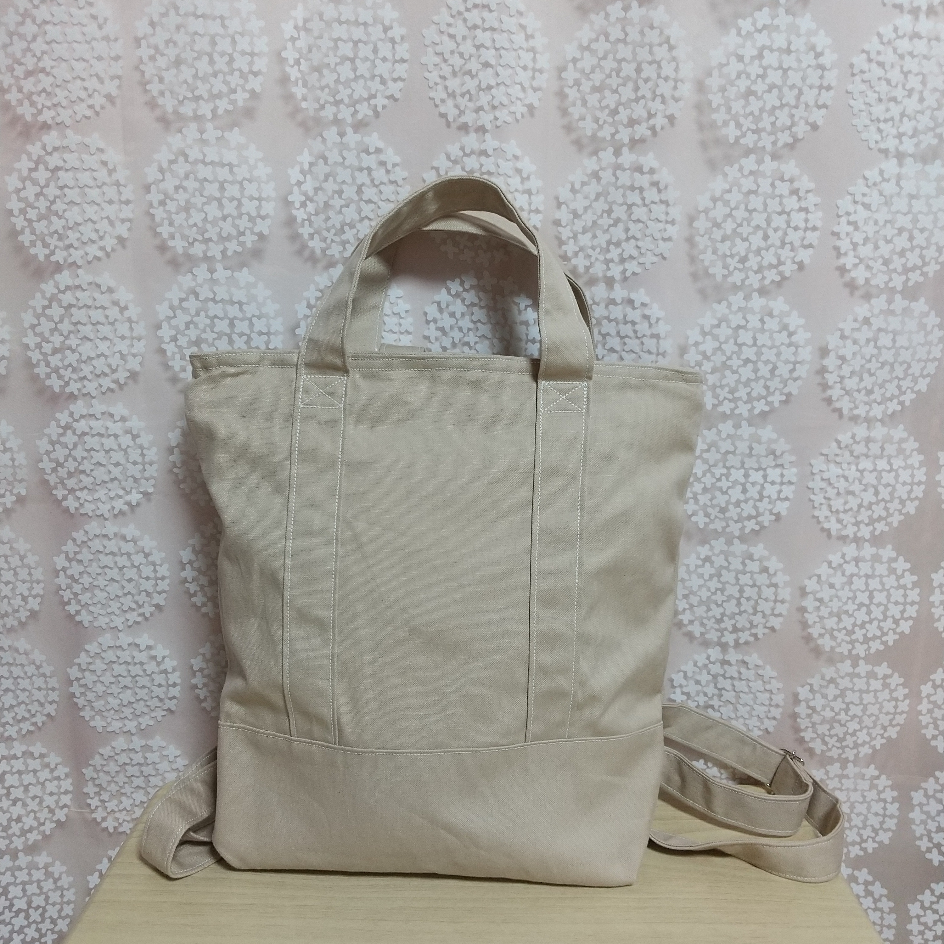 受注製作【帆布のリュックサック】11号帆布／デイリーリュック／ベルトデザイン／ベージュ系（カラー変更可）