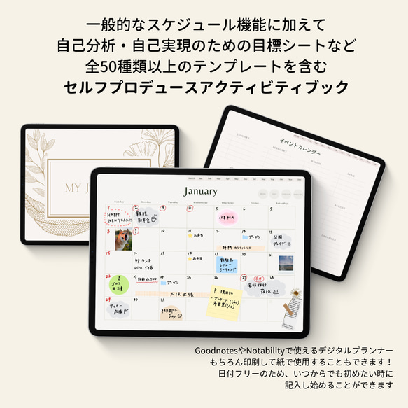 デジタルプランナー  バレットジャーナル ライフプランナー セルフプロデュース 日付フリー ハイパーリンク iPad 2枚目の画像