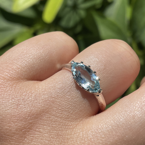 アクアマリン マーキスカット 1.7ct 爪留め シルバーSV925リング アクアマリン マーキスカット 1.7ct 爪留め シルバーSV925リング