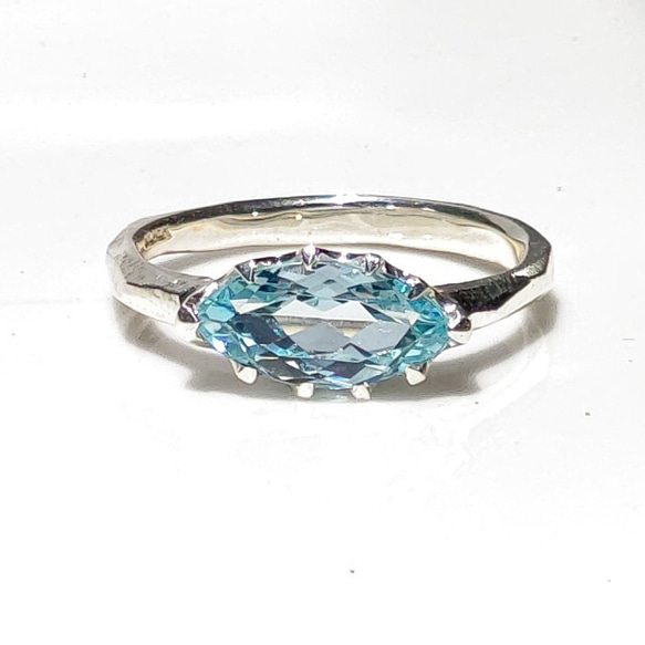アクアマリン マーキスカット 1.7ct 爪留め シルバーSV925リング アクアマリン マーキスカット 1.7ct 爪留め シルバーSV925リング