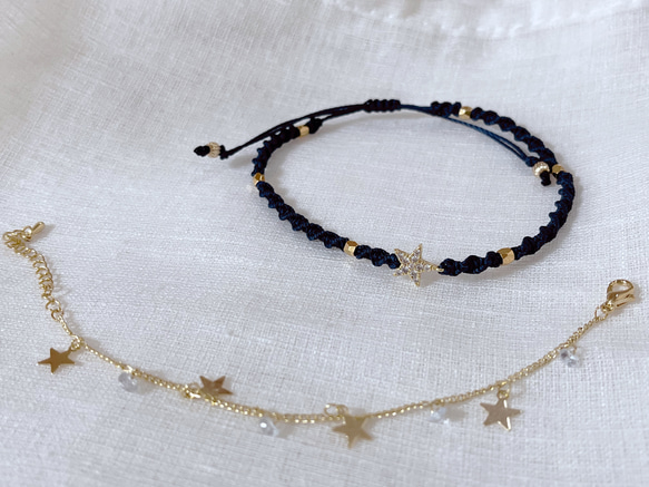 セット　１４kgf 星が輝くanklet    bracelet 1枚目の画像