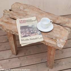 オールドチークテーブル 一枚板 71cm ローテーブル 木製 ウッド テーブル センターテーブル スツール イス 飾り台 1枚目の画像