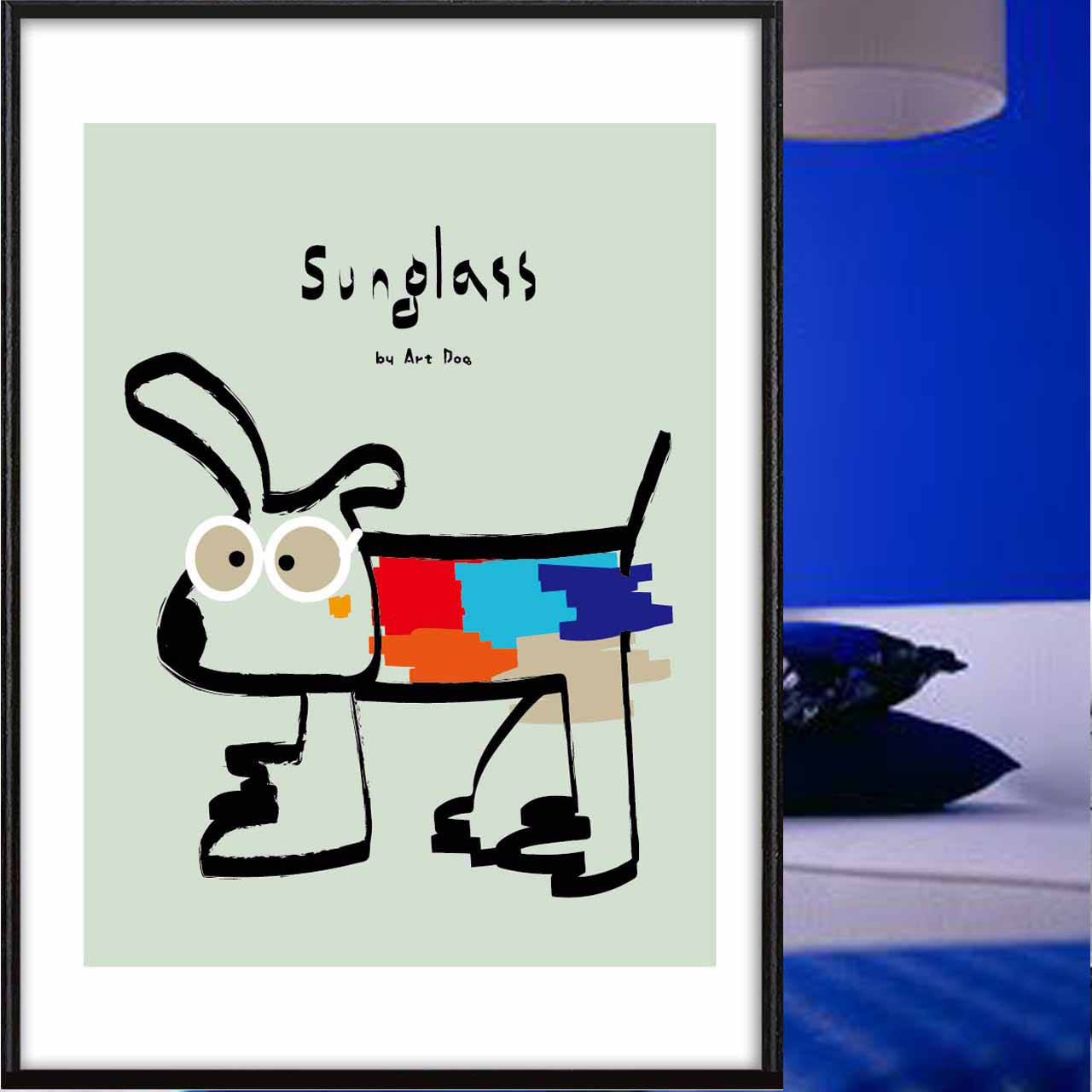 サングラス　犬　動物　イラスト　ポスター　A4 A3 A2 A1　アートポスター（アート/sei　新着順）検索　1681