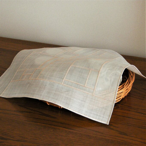 韓国手芸・ポジャギのタペストリー（麻）/ テーブルマット/覆い布 4枚目の画像
