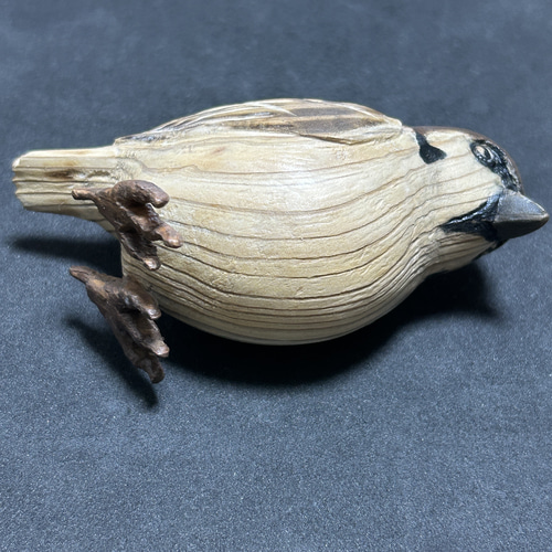銅製 瓦に雀 スズメ インテリア 置物 正晴作 工芸品