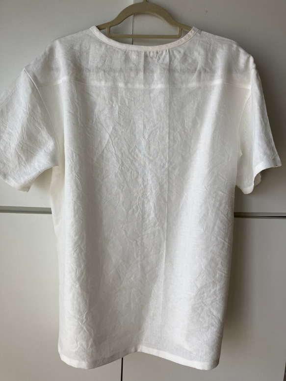 メンズリネン布帛Ｔシャツ　ｶﾗｰﾊﾞﾘｴｰｼｮﾝ豊富！　半袖、七分袖、長袖　かぶって着られる　✳︎受注製作✳︎ 13枚目の画像