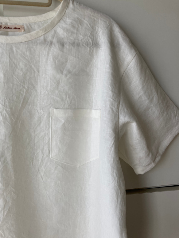 メンズリネン布帛Ｔシャツ　ｶﾗｰﾊﾞﾘｴｰｼｮﾝ豊富！　半袖、七分袖、長袖　かぶって着られる　✳︎受注製作✳︎ 11枚目の画像