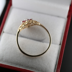 英国 ビンテージ イギリス ゴールド 指輪 天然 ピンク トルマリン ダイアモンド375 レディース 鑑定書 J114 5枚目の画像