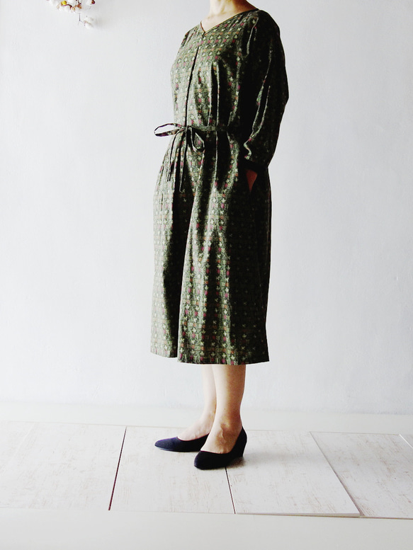 【蒲萄柄のワンピース】　秋　コットン100％　moda fabrics 5枚目の画像