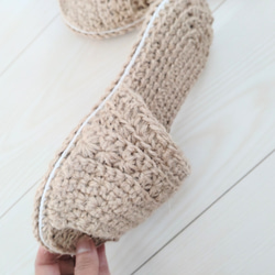 スリッパ　手編みのスリッパ　麻糸で編んだスリッパ 5枚目の画像