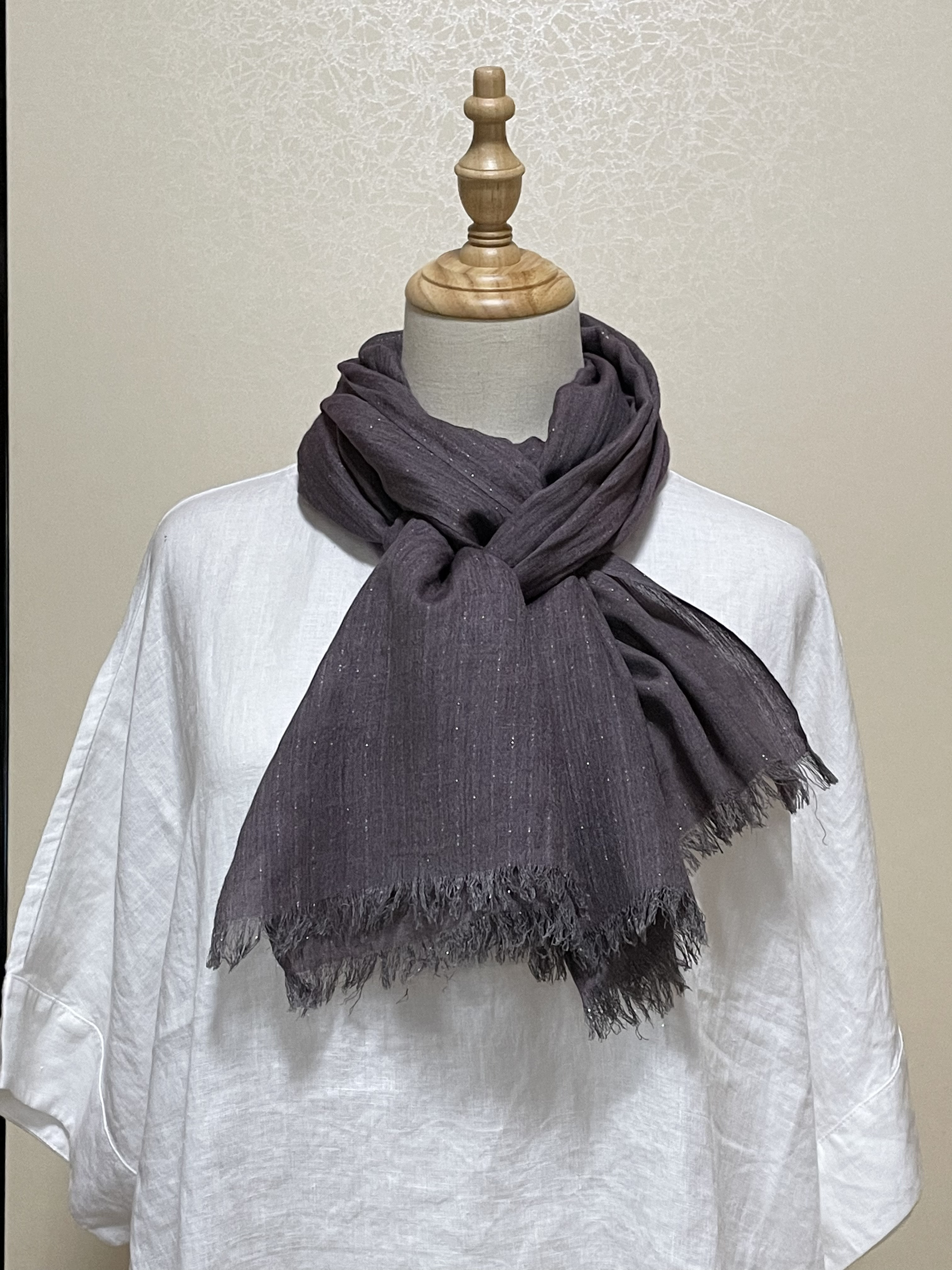 草木染、シルク・カシミヤストール(深紫色)