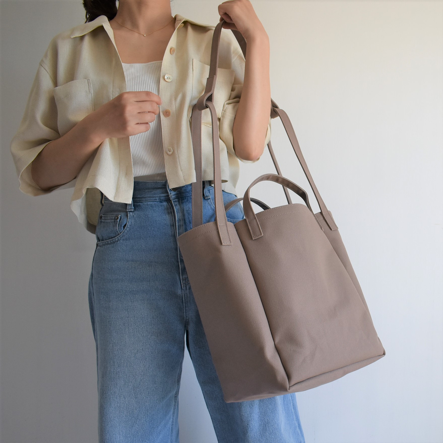 DROP2 SHOULDER TOTE BAG（マットブラウン）3WAY ショルダーバッグ 帆布 大容量