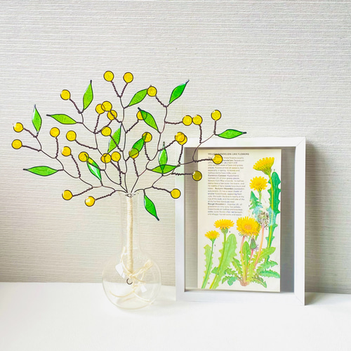 Leoさま専用⭐︎ワイヤーアート　カモミールシカ ミモザ2025】ミモザのワイヤークラフトフラワー ステンドグラス