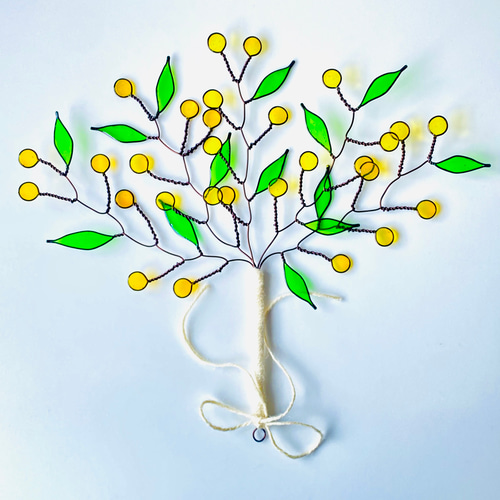 Leoさま専用⭐︎ワイヤーアート　カモミールシカ ミモザ2025】ミモザのワイヤークラフトフラワー ステンドグラス