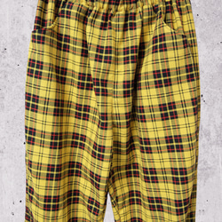 タータンチェック　裾フリル　フレアパンツ:yellow 5枚目の画像