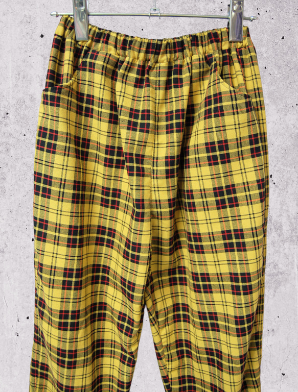 タータンチェック　裾フリル　フレアパンツ:yellow 5枚目の画像