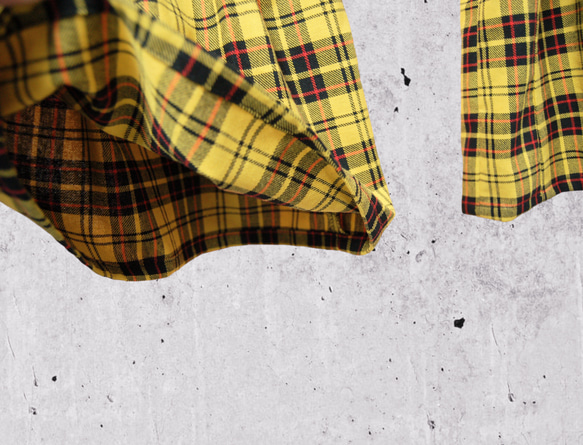 タータンチェック　裾フリル　フレアパンツ:yellow 7枚目の画像