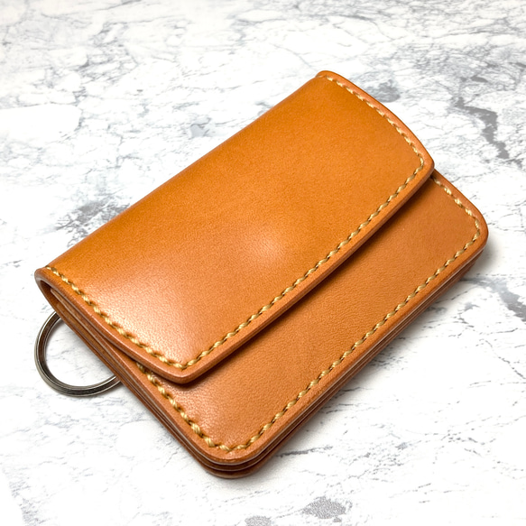 本革総手縫い キーリング付き 小さい財布 / レザー コンパクト財布 日常使いに最適な本革ミニ財布｜手縫いサドルレザー・キーリング