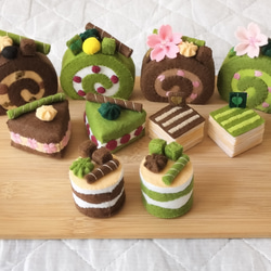 ほうじ茶＆抹茶ケーキ☆フェルト 送料無料♡ ぬいぐるみ Fairy