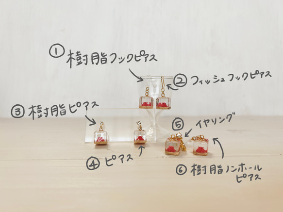 送料無料　閉じ込められためんだこ　ピアス・イヤリング　／メンダコ　レジンアクセサリー　ノンホールピアス　樹脂 2枚目の画像