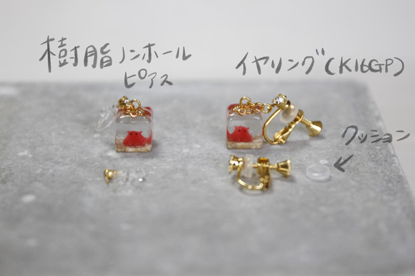 送料無料　閉じ込められためんだこ　ピアス・イヤリング　／メンダコ　レジンアクセサリー　ノンホールピアス　樹脂 5枚目の画像