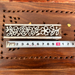 インド 木版 ハンド ブロック スタンプ プリント フラワー長3 2枚目の画像