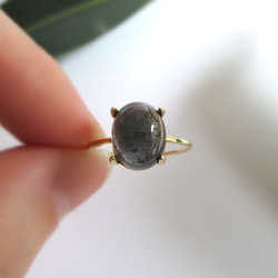 [十月生日石] 10 x 8 毫米紫色「電氣石」橢圓形凸圓形戒指 第5張的照片