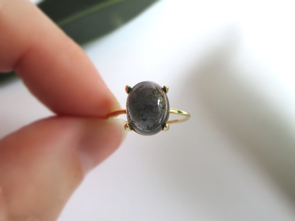[十月生日石] 10 x 8 毫米紫色「電氣石」橢圓形凸圓形戒指 第5張的照片