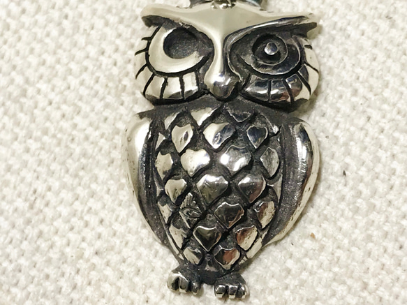 フクロウ ペンダントトップ 梟 ネックレス シルバーアクセサリー owl ハンドメイド アクセサリー 新品未使用 4枚目の画像