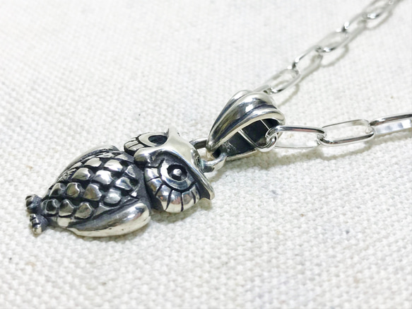 フクロウ ペンダントトップ 梟 ネックレス シルバーアクセサリー owl ハンドメイド アクセサリー 新品未使用 7枚目の画像